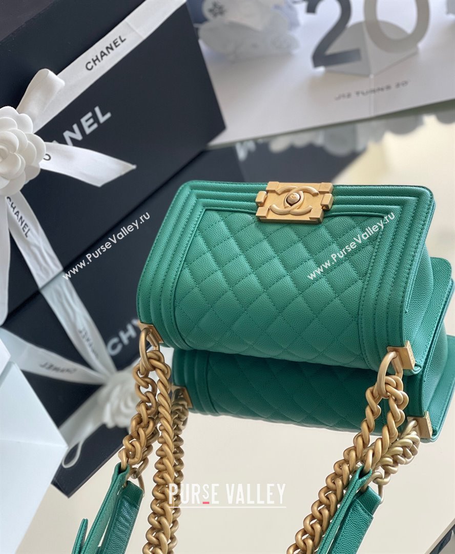 Chanel Original Grained Calfskin Small Boy Flap Bag Green 2023 Top Quality (MHE-23102505)