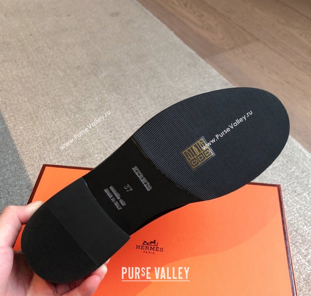 Hermes Hot Loafers in Suede with Oversized Kelly Buckle Black 2025 (XC-250226078)