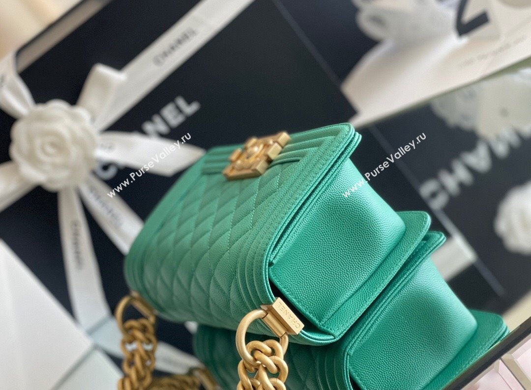 Chanel Original Grained Calfskin Small Boy Flap Bag Green 2023 Top Quality (MHE-23102505)