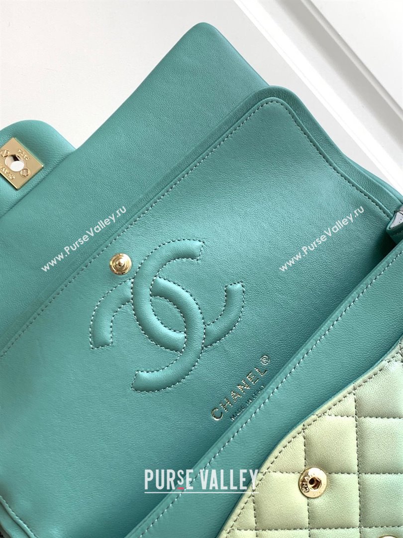 Chanel Classic 11.12 Medium Handbag A01112 Green/Blue 2024 (YEZI-24052116)