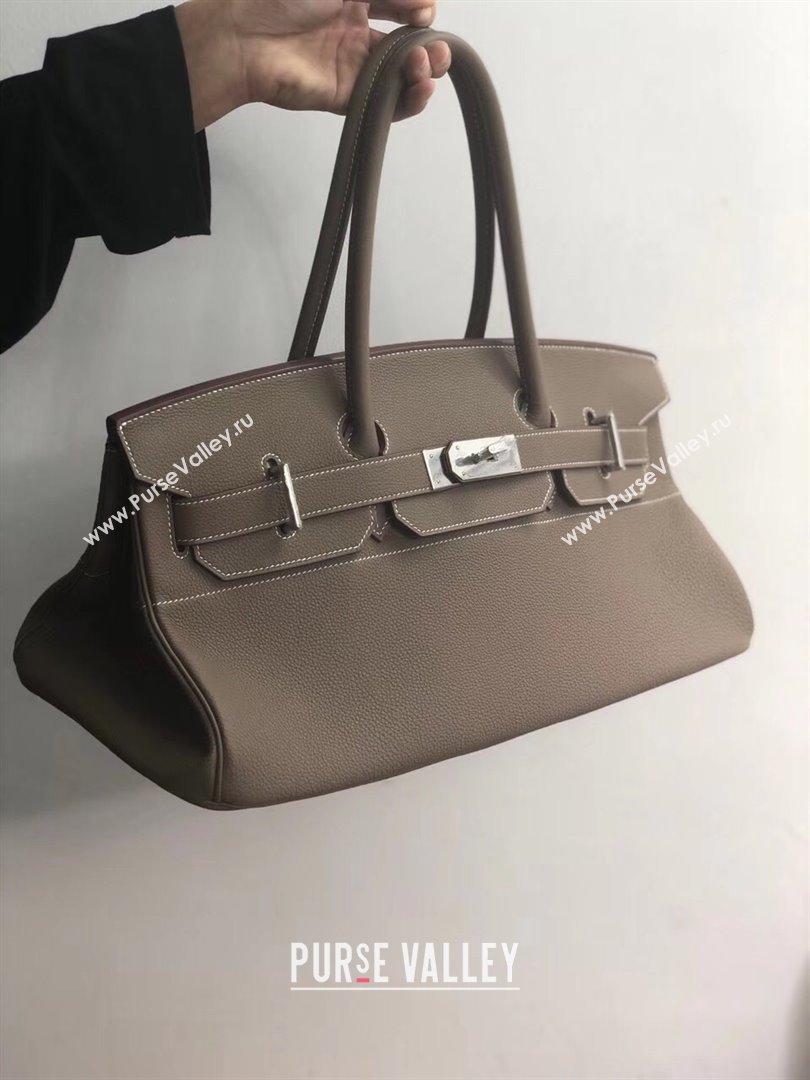 Hermes Shoulder Birkin 42 JPG Bag in Togo Leather Etoupe/Silver 2024（Handmade） (XX-241030009)