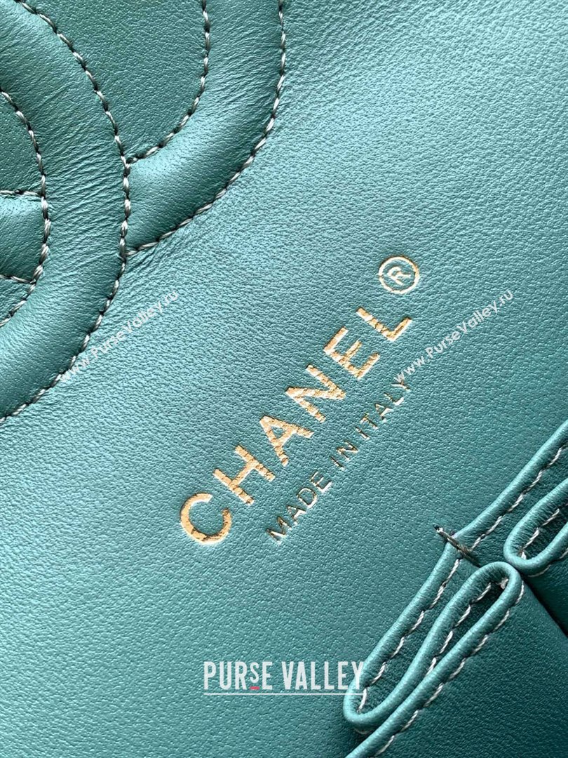 Chanel Classic 11.12 Medium Handbag A01112 Green/Blue 2024 (YEZI-24052116)