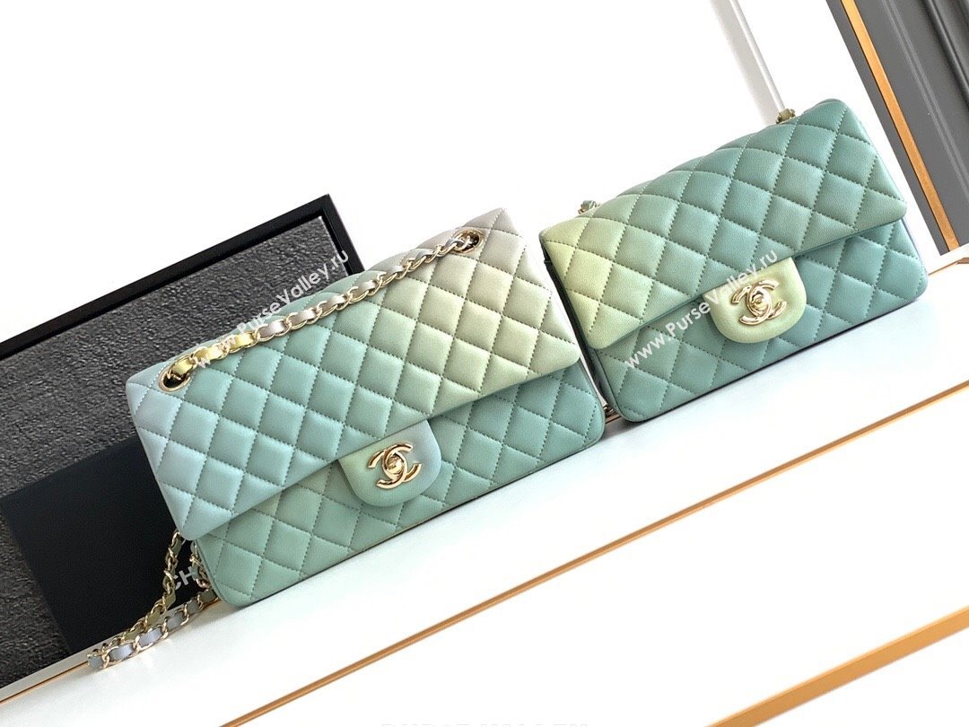 Chanel Classic 11.12 Medium Handbag A01112 Green/Blue 2024 (YEZI-24052116)