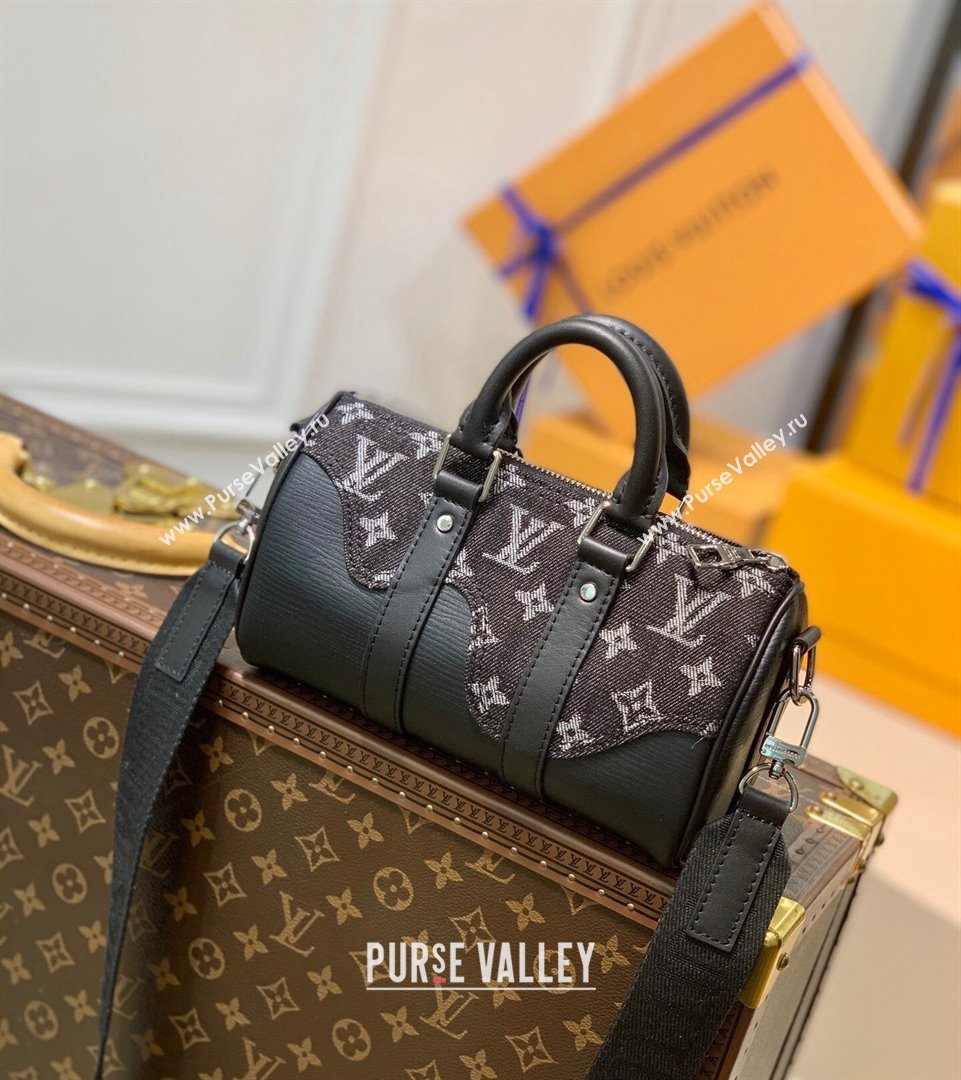 Louis Vuitton Keepall XS Bag in Monogram Denim and Leather M90689 Black 2021 (KI-21101424)