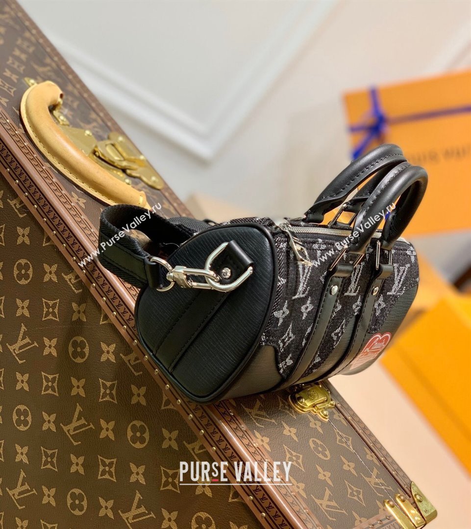 Louis Vuitton Keepall XS Bag in Monogram Denim and Leather M90689 Black 2021 (KI-21101424)