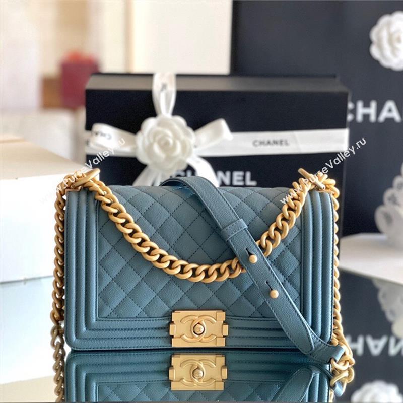 Chanel Original Grained Calfskin Medium Boy Flap Bag Haze Blue 2023 Top Quality (MHE-23102506)