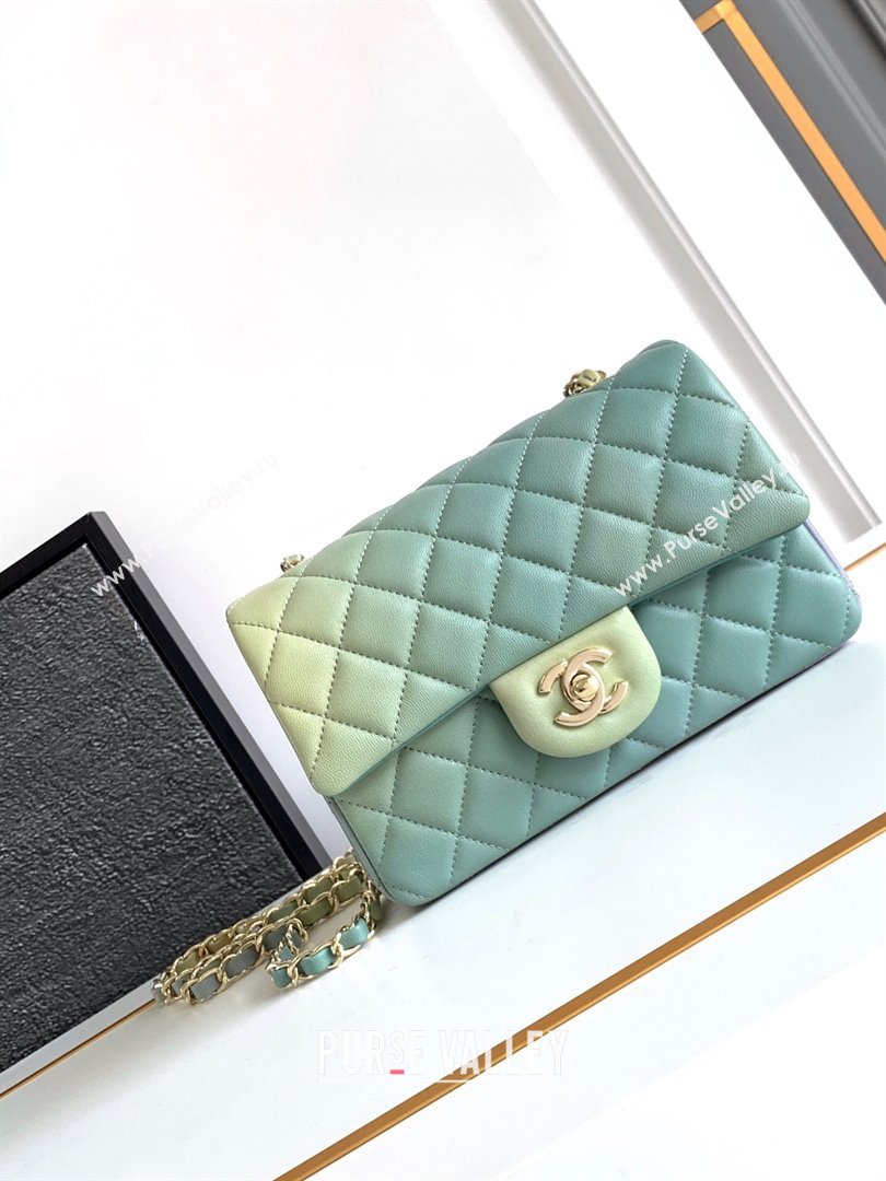 Chanel Classic 11.12 Mini Handbag A01116 Green/Blue 2024 (YEZI-24052115)