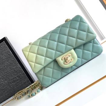 Chanel Classic 11.12 Mini Handbag A01116 Green/Blue 2024 (YEZI-24052115)