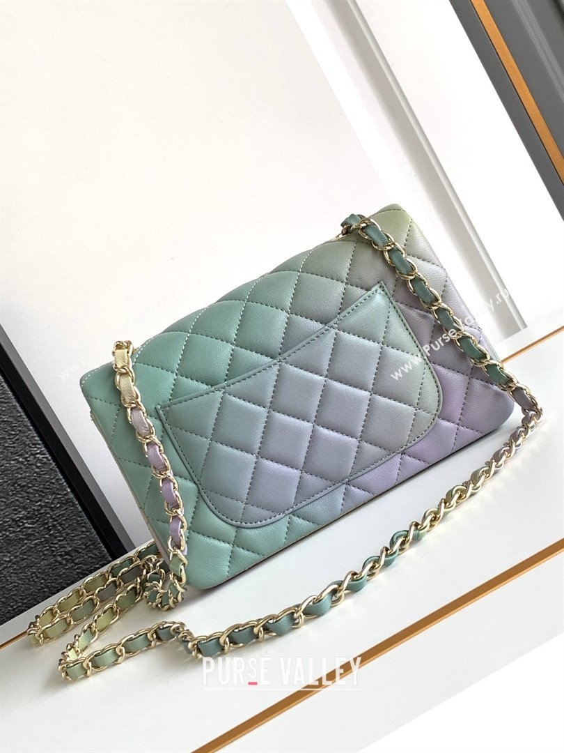 Chanel Classic 11.12 Mini Handbag A01116 Green/Blue 2024 (YEZI-24052115)