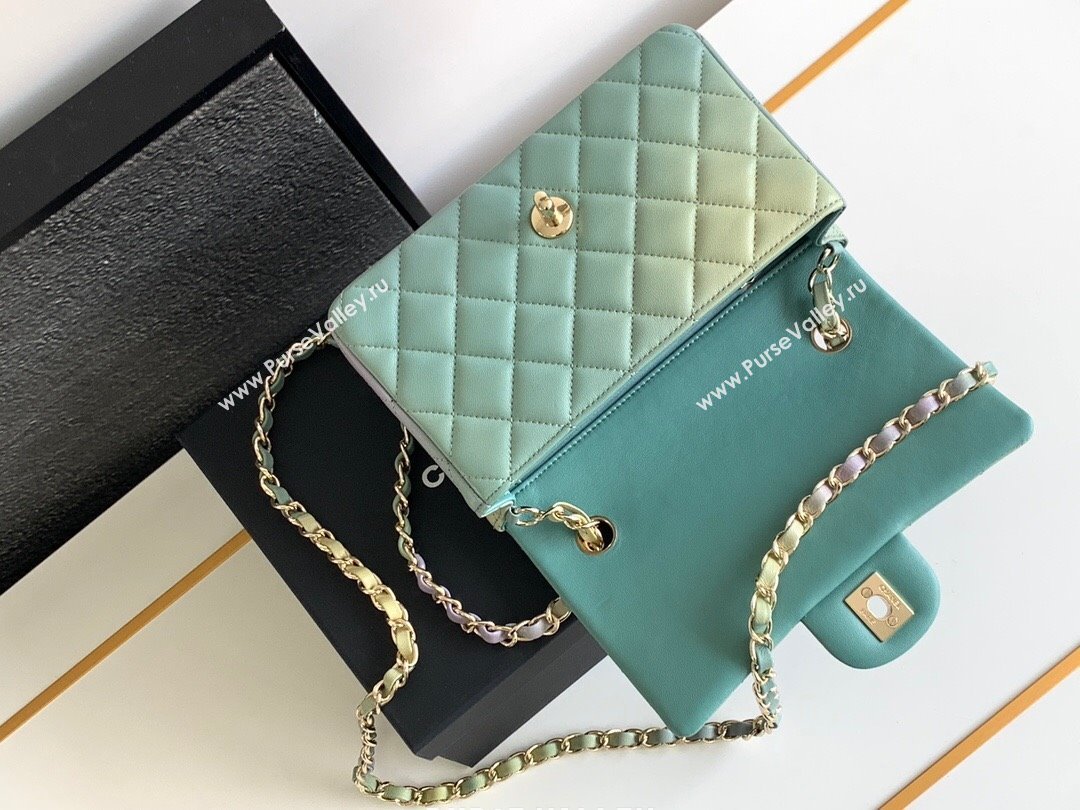 Chanel Classic 11.12 Mini Handbag A01116 Green/Blue 2024 (YEZI-24052115)