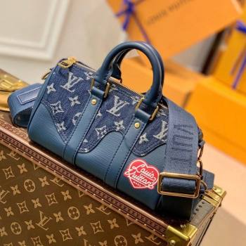 Louis Vuitton Keepall XS Bag in Monogram Denim and Leather M90689 Blue 2021 (KI-21101423)