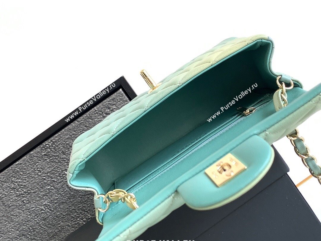 Chanel Classic 11.12 Mini Handbag A01116 Green/Blue 2024 (YEZI-24052115)