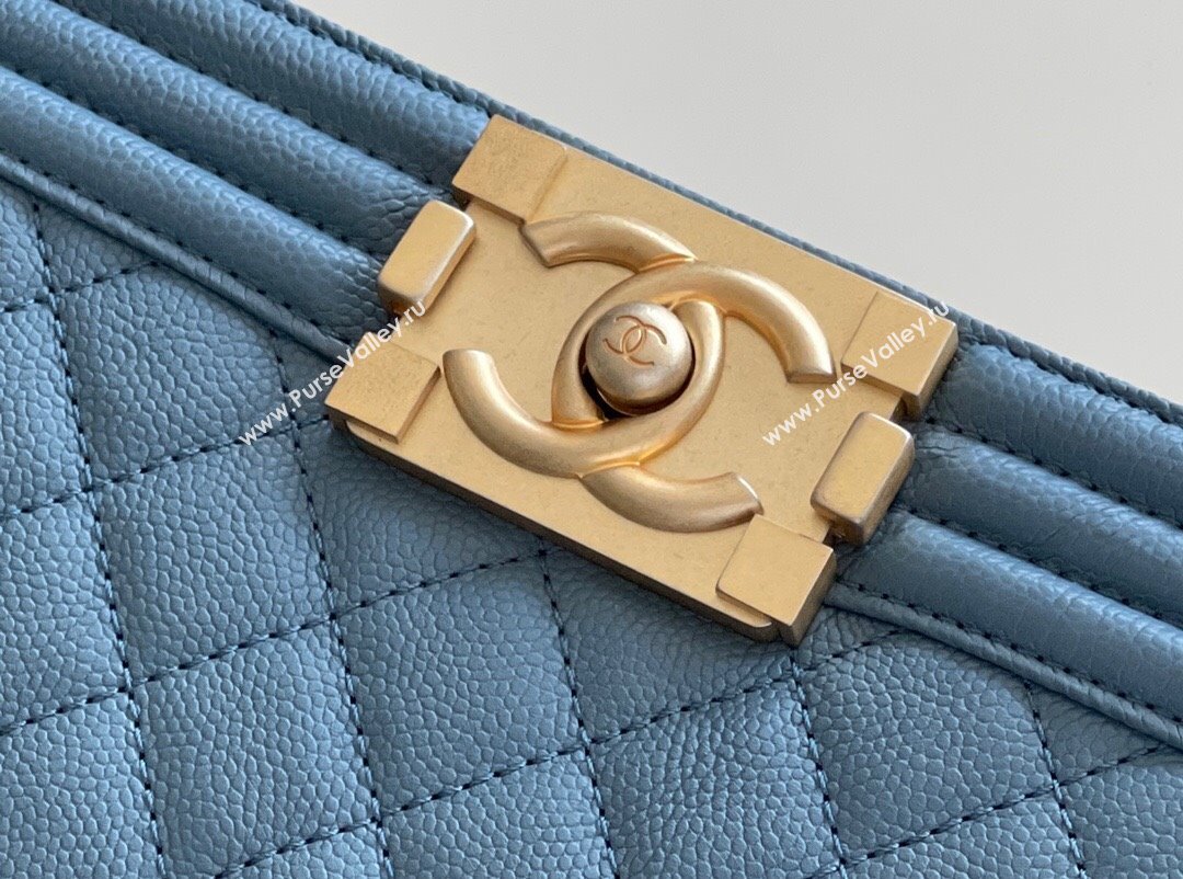 Chanel Original Grained Calfskin Medium Boy Flap Bag Haze Blue 2023 Top Quality (MHE-23102506)