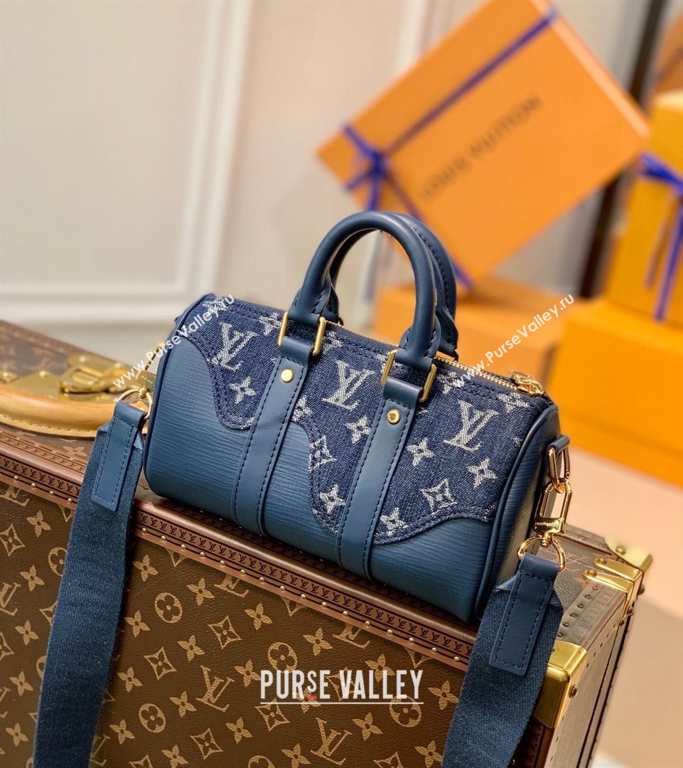 Louis Vuitton Keepall XS Bag in Monogram Denim and Leather M90689 Blue 2021 (KI-21101423)