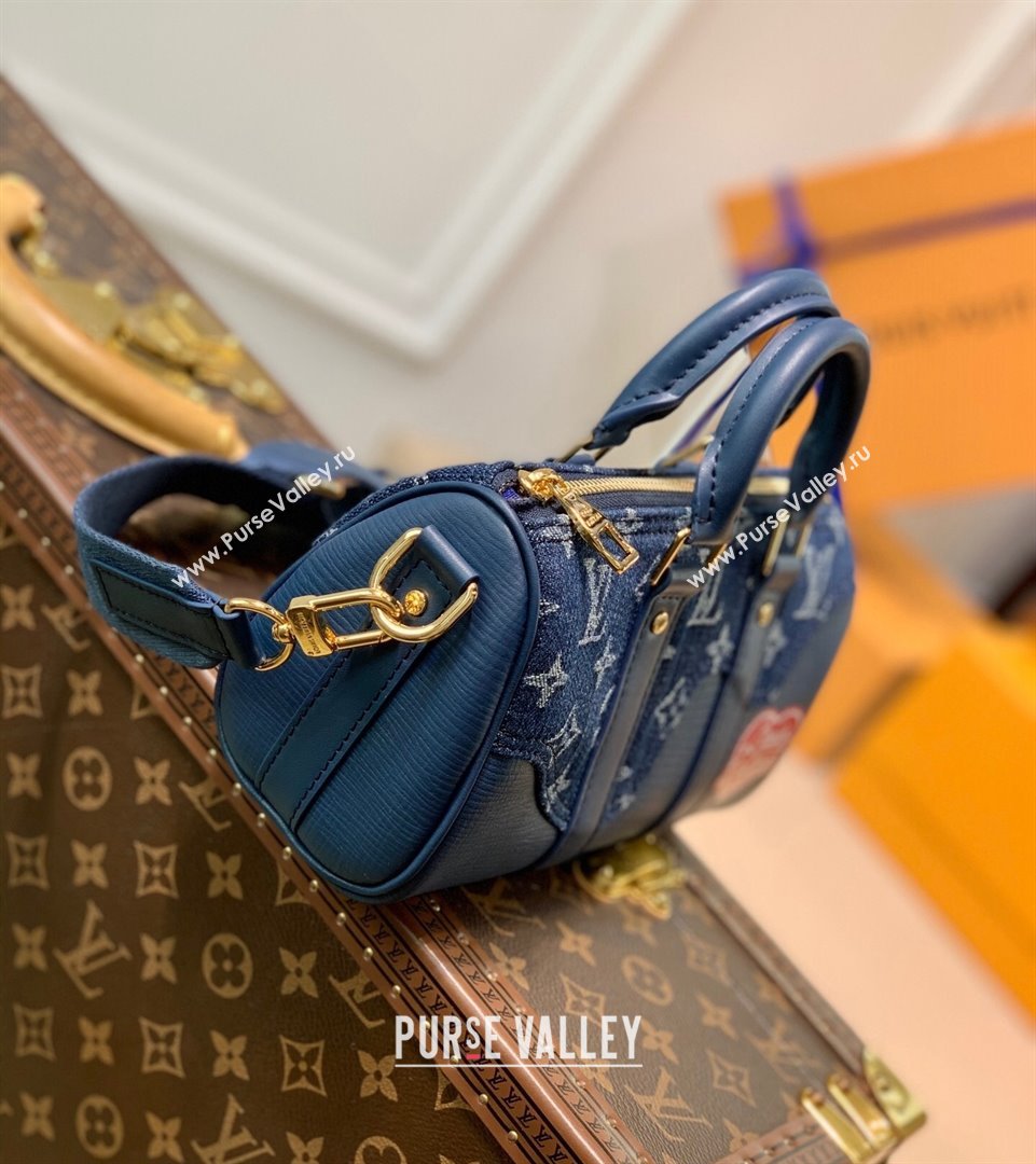 Louis Vuitton Keepall XS Bag in Monogram Denim and Leather M90689 Blue 2021 (KI-21101423)