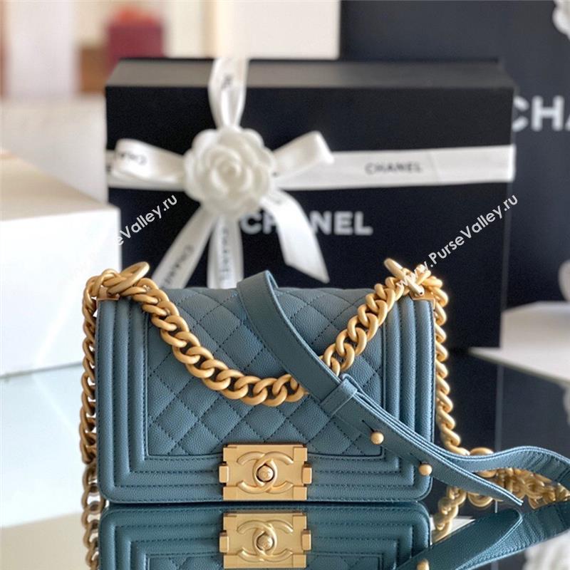 Chanel Original Grained Calfskin Small Boy Flap Bag Haze Blue 2023 Top Quality (MHE-23102507)