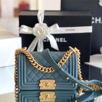 Chanel Original Grained Calfskin Small Boy Flap Bag Haze Blue 2023 Top Quality (MHE-23102507)