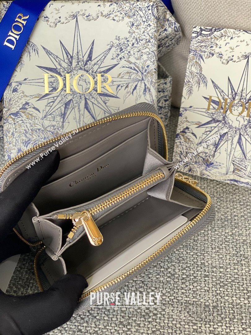 Dior Small Lady Dior Voyageur Coin Purse in Patent Calfskin Grey 2024 (DMZ-24020222)