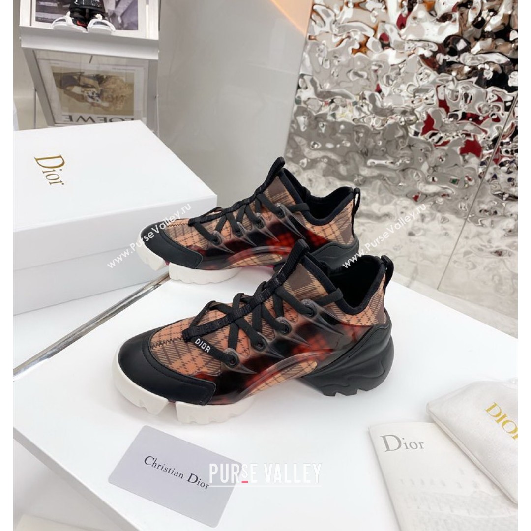 Dior D-Connect Sneaker in Plaid Technical Fabric DS23 Black/Red 2021 (KW-210817057)