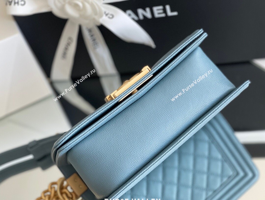 Chanel Original Grained Calfskin Small Boy Flap Bag Haze Blue 2023 Top Quality (MHE-23102507)