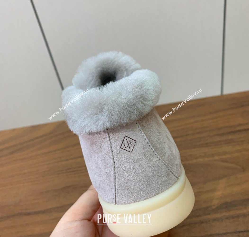 Loro Piana Open Walk Ankle Boots in Suede and Wool Fur Light Grey 2025 LP101102 (HH-251211022)