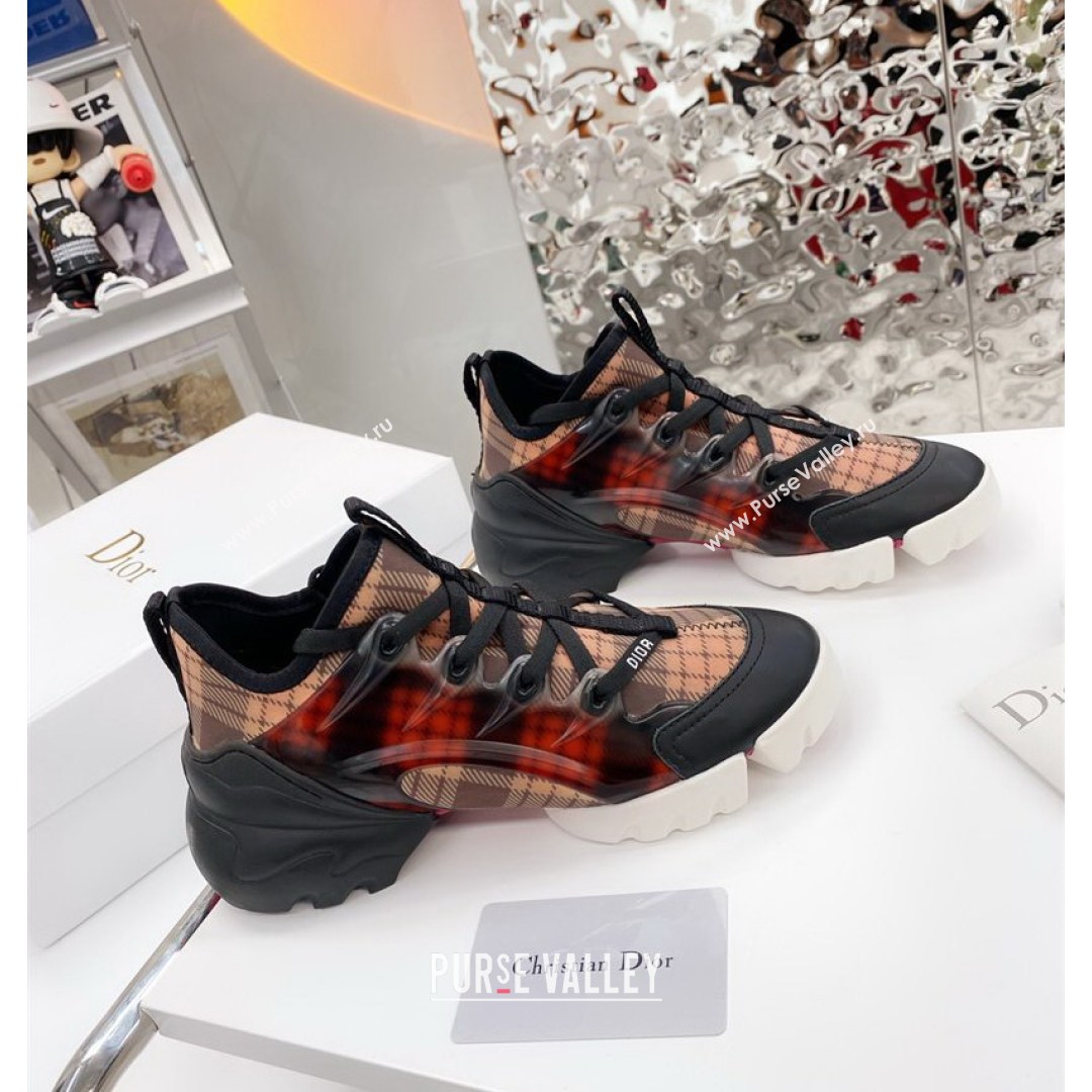 Dior D-Connect Sneaker in Plaid Technical Fabric DS23 Black/Red 2021 (KW-210817057)