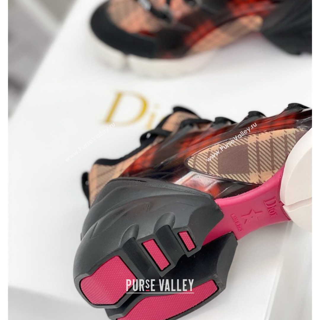 Dior D-Connect Sneaker in Plaid Technical Fabric DS23 Black/Red 2021 (KW-210817057)