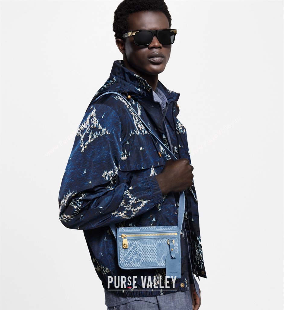 Louis Vuitton Mens Bosphore Wearable Wallet Mini Bag in Blue Damier Denim 3D Canvas N00210 2025 (KI-2508110022)