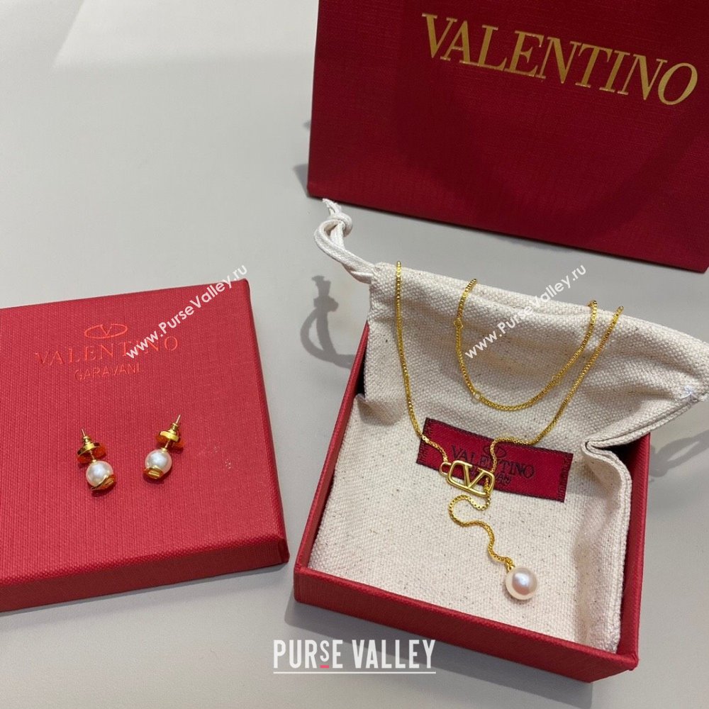 Valentino Necklace with Pearl V121922 Gold 2023 (YF-23121922)