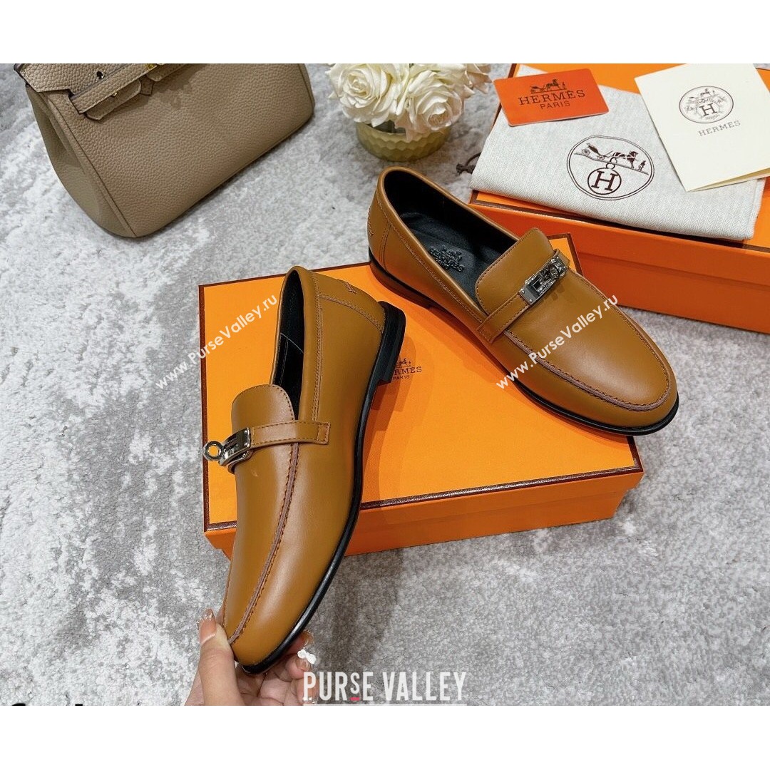 Hermes Mocasini Calfskin Loafers Brown 2021 (MD-21081104)