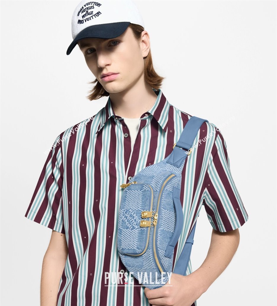 Louis Vuitton Mens Rush Bumbag in Blue Damier Denim 3D Canvas N00205 2025 (KI-2508110020)