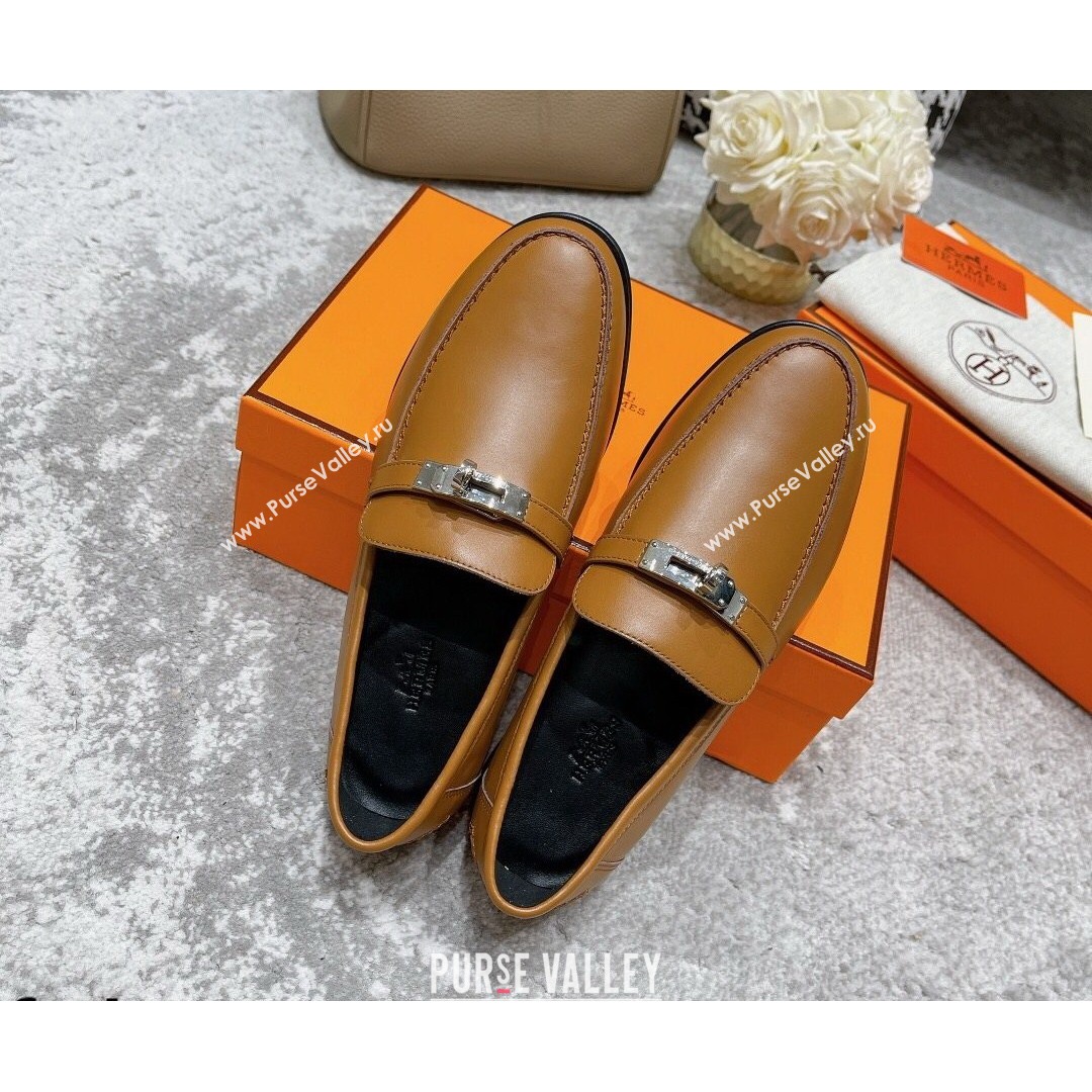 Hermes Mocasini Calfskin Loafers Brown 2021 (MD-21081104)