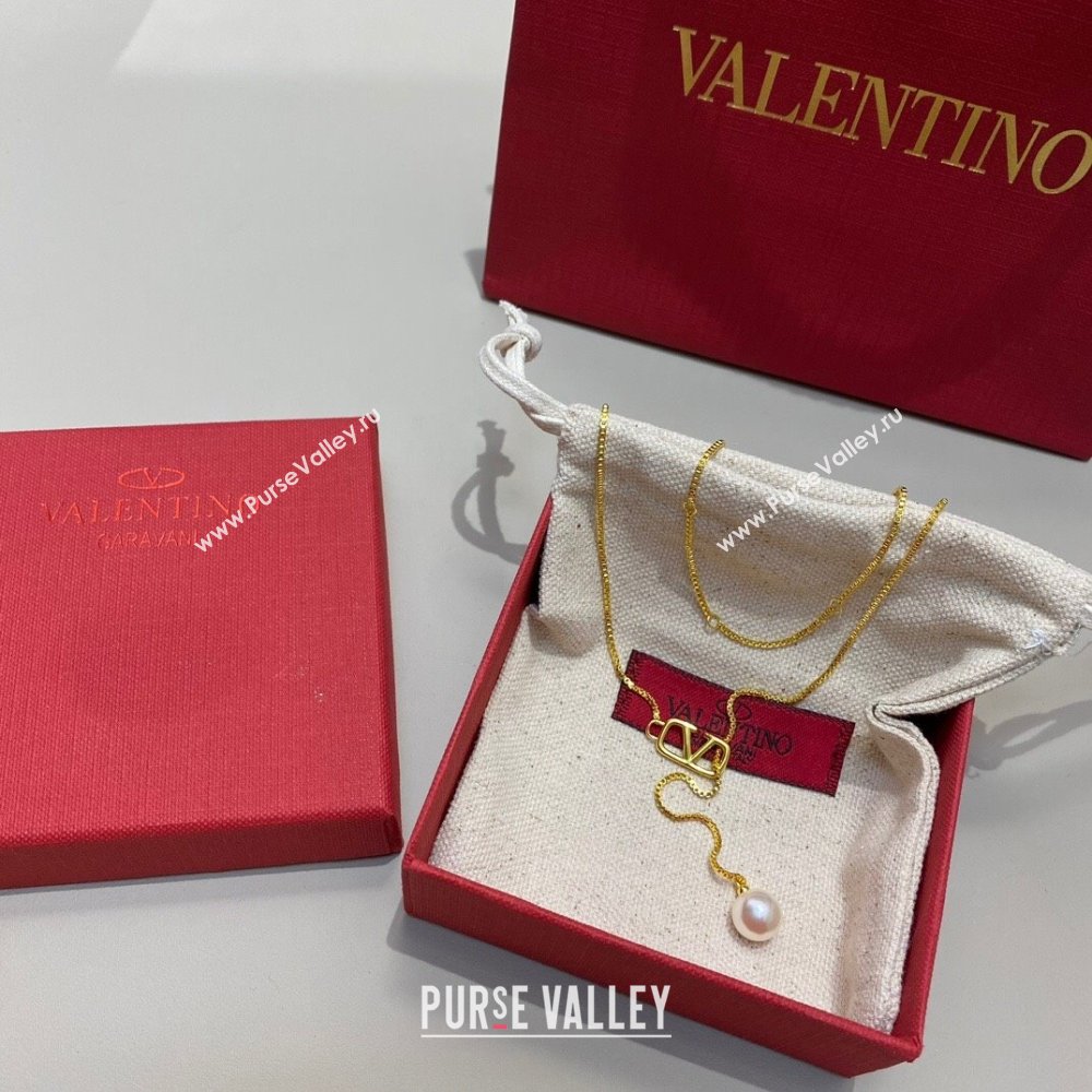 Valentino Necklace with Pearl V121922 Gold 2023 (YF-23121922)