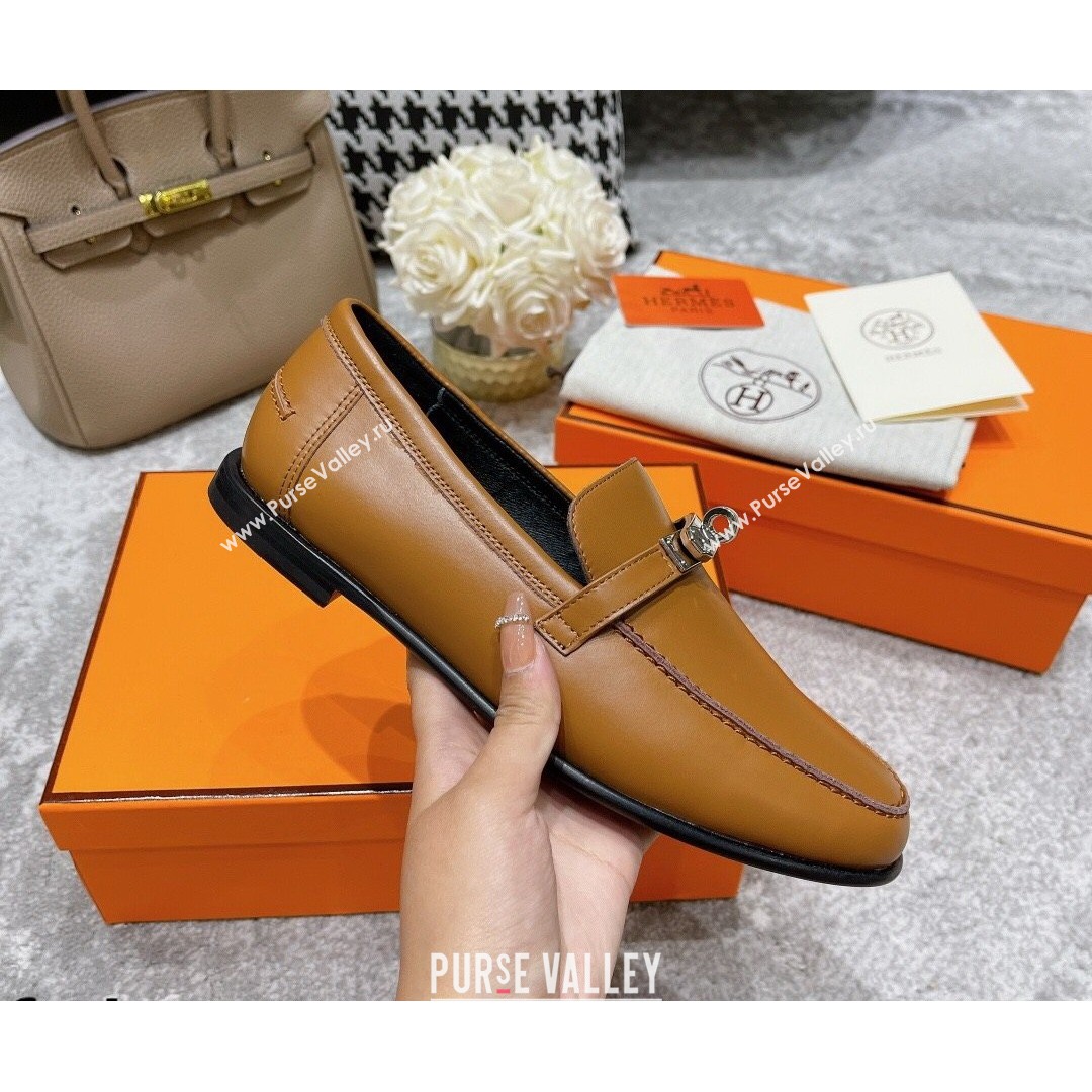 Hermes Mocasini Calfskin Loafers Brown 2021 (MD-21081104)