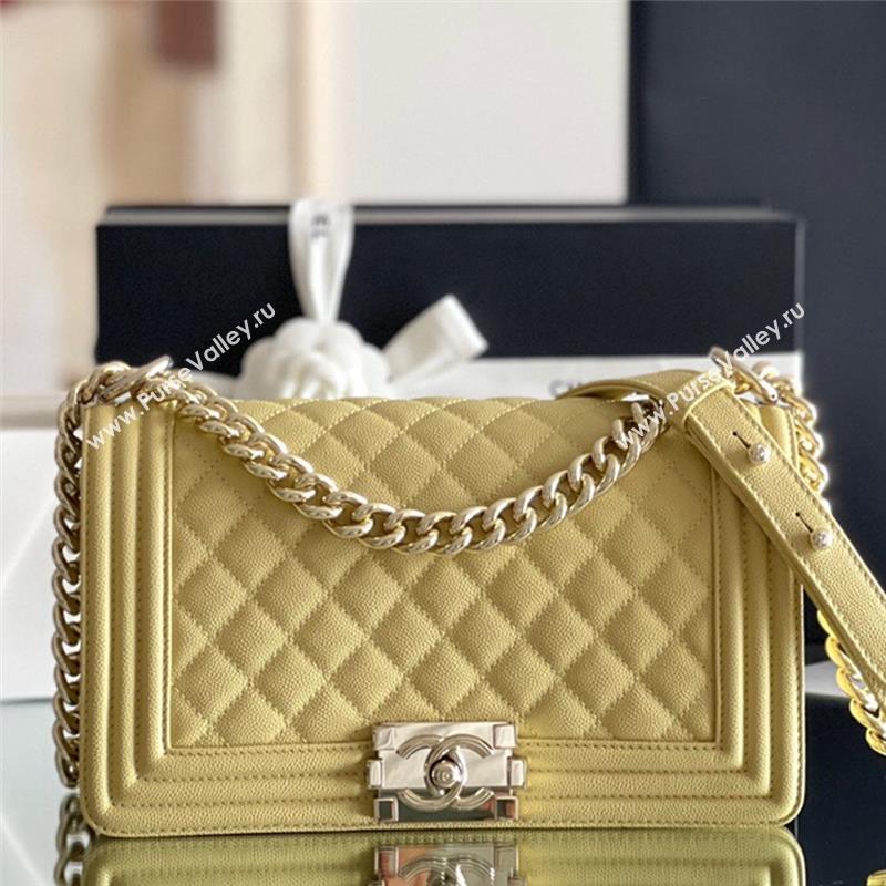 Chanel Original Grained Calfskin Medium Boy Flap Bag Light Gold/Yellow 2023 Top Quality (MHE-23102509)