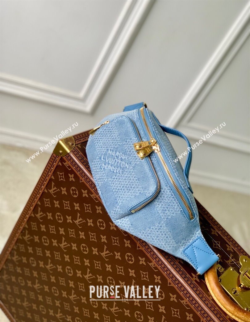 Louis Vuitton Mens Rush Bumbag in Blue Damier Denim 3D Canvas N00205 2025 (KI-2508110020)