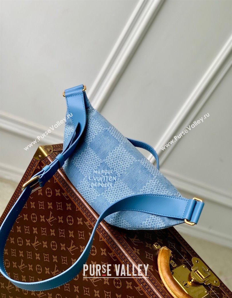 Louis Vuitton Mens Rush Bumbag in Blue Damier Denim 3D Canvas N00205 2025 (KI-2508110020)