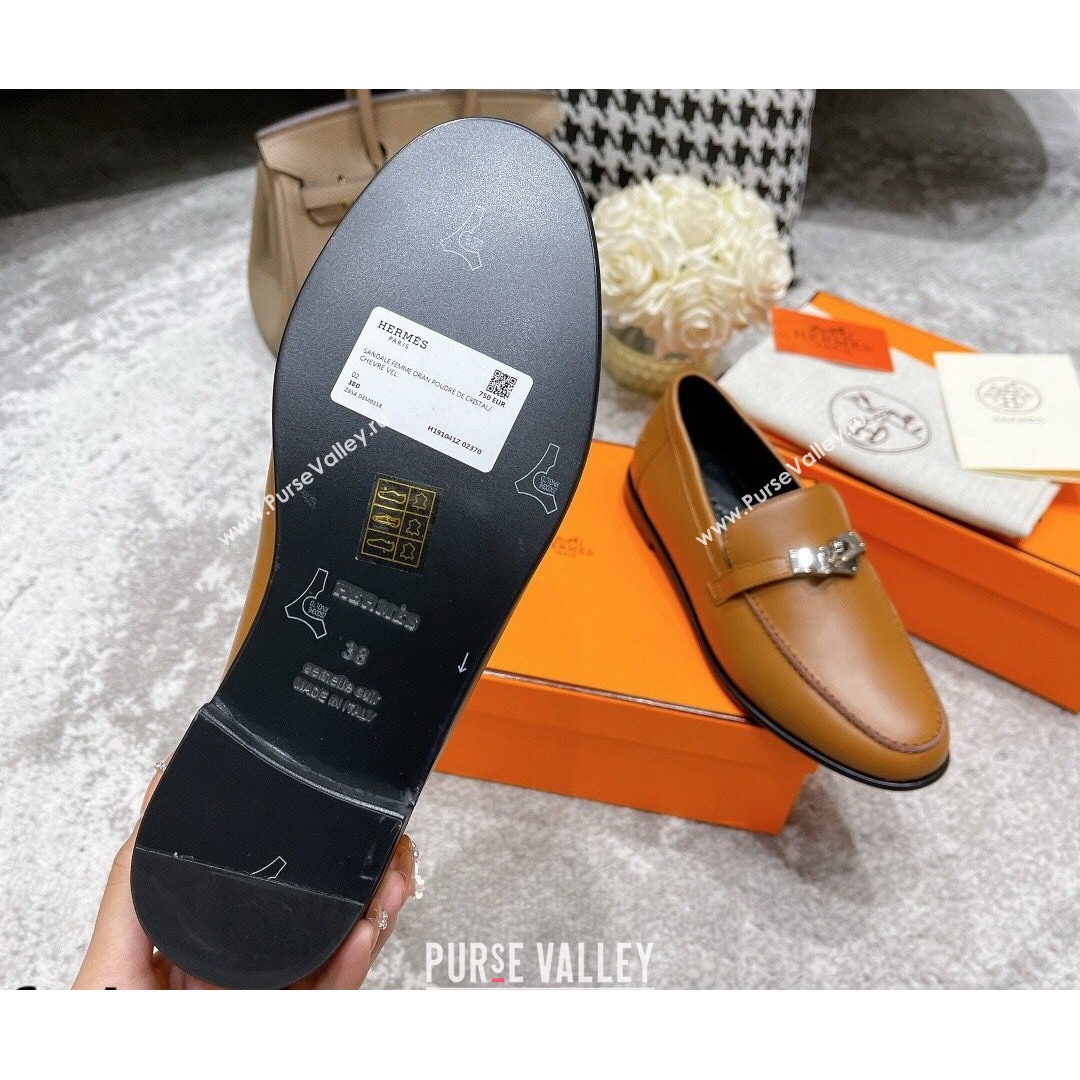 Hermes Mocasini Calfskin Loafers Brown 2021 (MD-21081104)