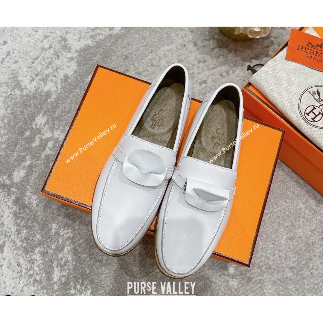 Hermes Mocasini Calfskin Loafers White 2021 (MD-21081105)