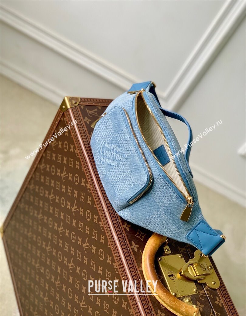Louis Vuitton Mens Rush Bumbag in Blue Damier Denim 3D Canvas N00205 2025 (KI-2508110020)