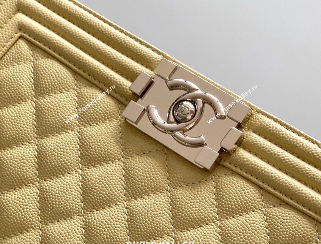 Chanel Original Grained Calfskin Medium Boy Flap Bag Light Gold/Yellow 2023 Top Quality (MHE-23102509)