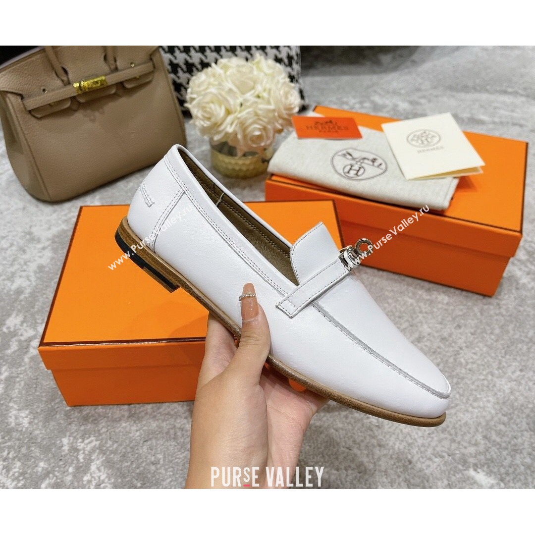 Hermes Mocasini Calfskin Loafers White 2021 (MD-21081105)