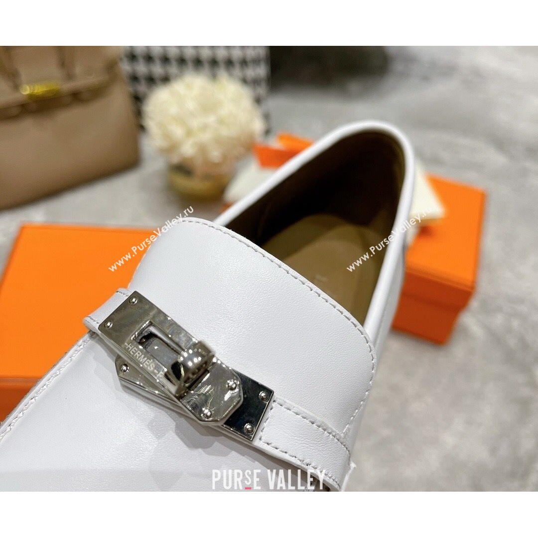 Hermes Mocasini Calfskin Loafers White 2021 (MD-21081105)