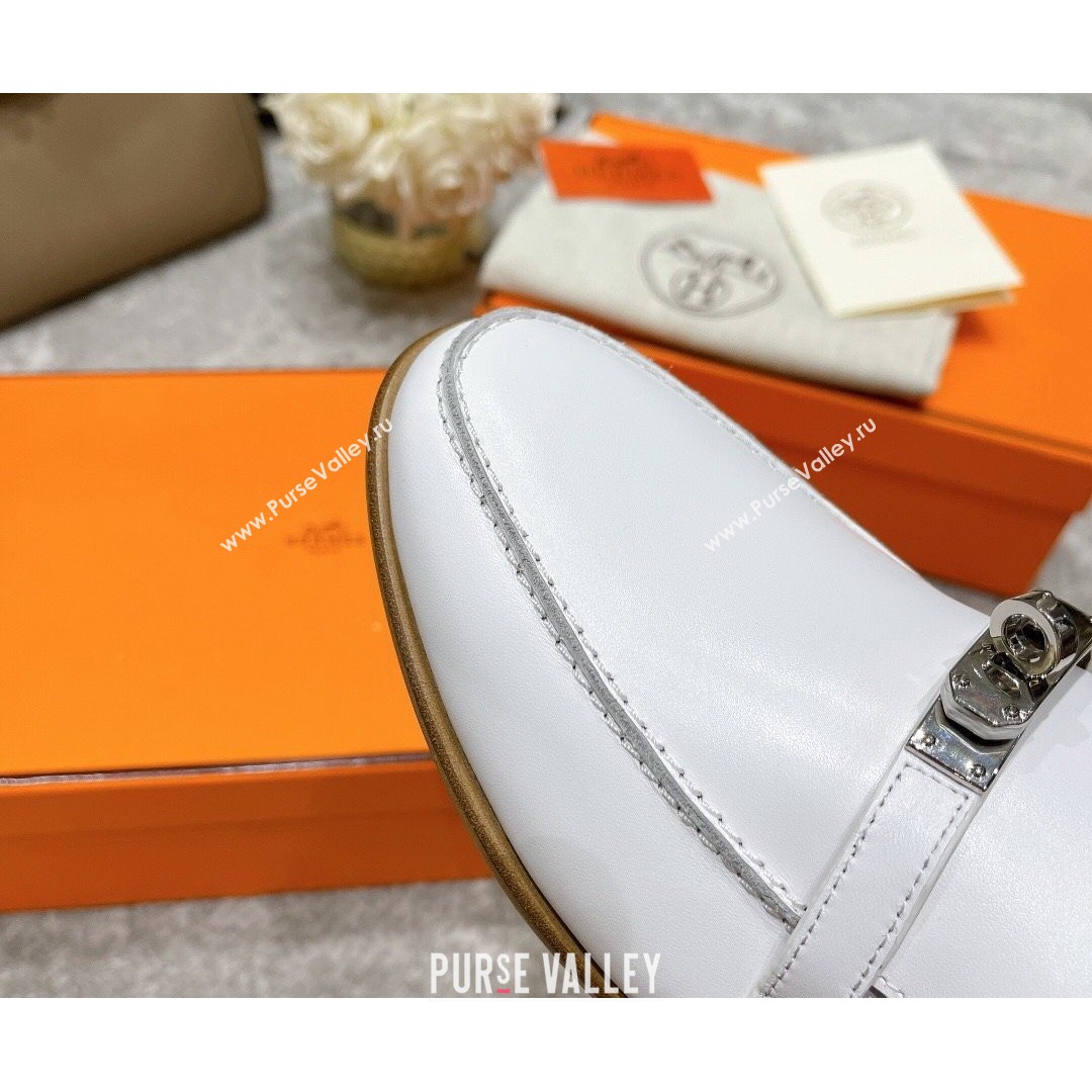 Hermes Mocasini Calfskin Loafers White 2021 (MD-21081105)