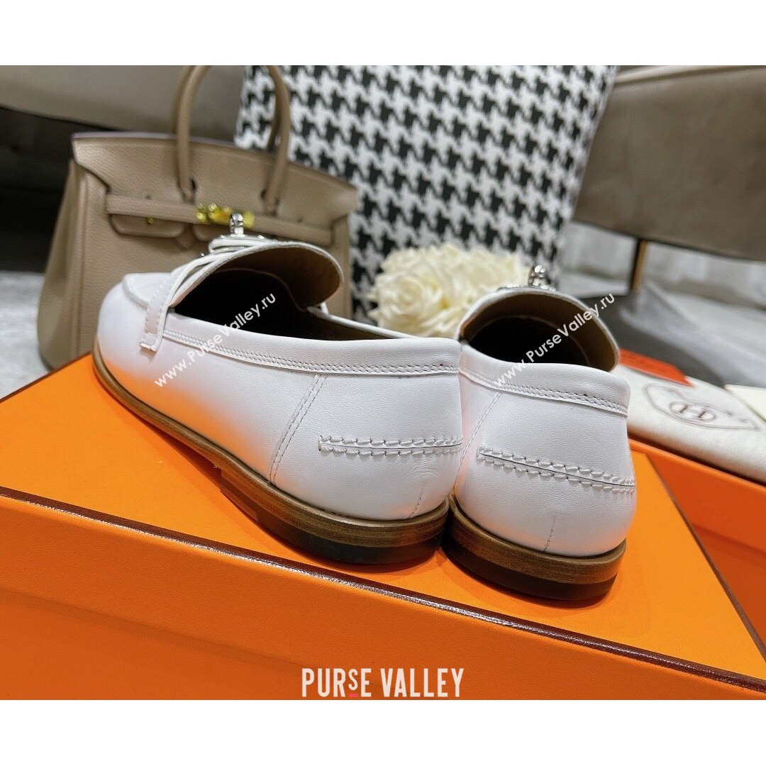 Hermes Mocasini Calfskin Loafers White 2021 (MD-21081105)