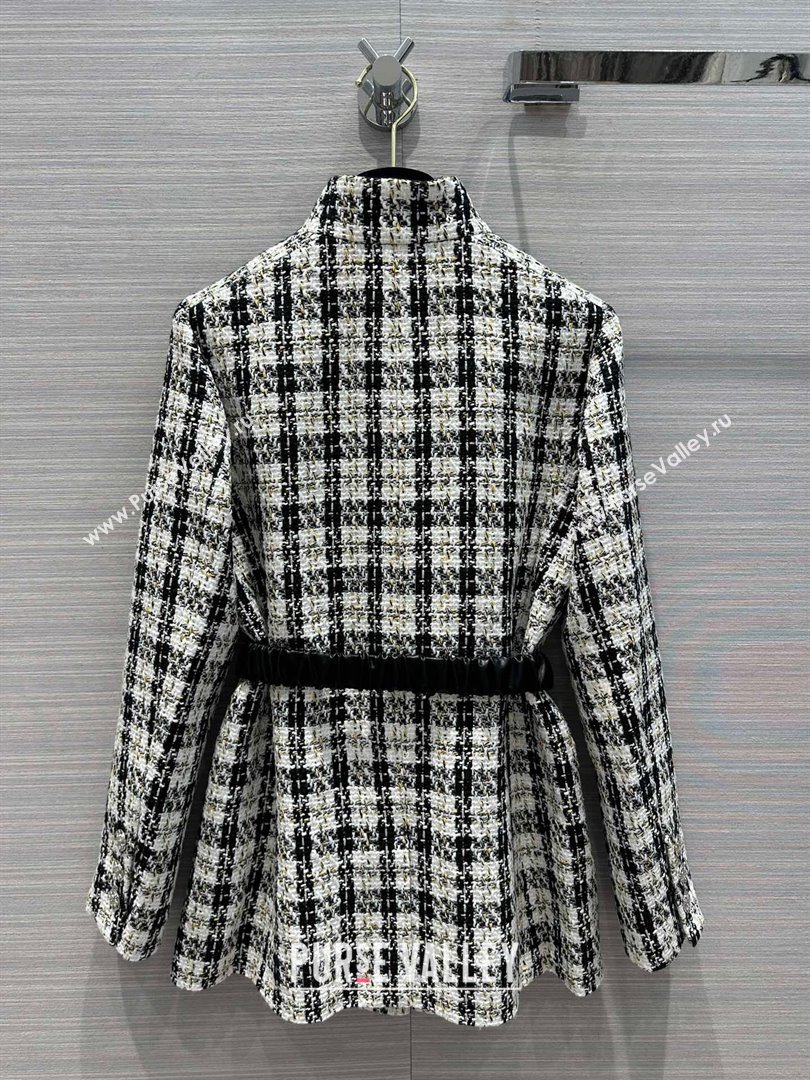 Chanel Tweed Jacket with Belt CH110922 Black/White 2023 (Q-23110922)