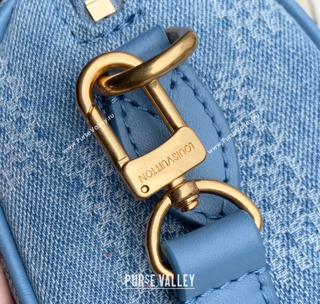 Louis Vuitton Mens Speedy 18 Bandouliere Mini Bag in Blue Damier Denim 3D Canvas N00208 2025 (KI-2508110021)
