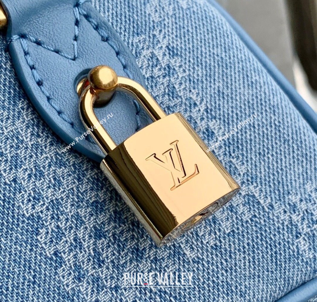 Louis Vuitton Mens Speedy 18 Bandouliere Mini Bag in Blue Damier Denim 3D Canvas N00208 2025 (KI-2508110021)