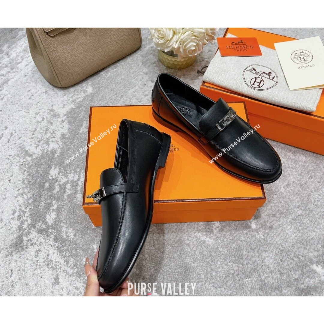 Hermes Mocasini Calfskin Loafers Black 2021 (MD-21081106)