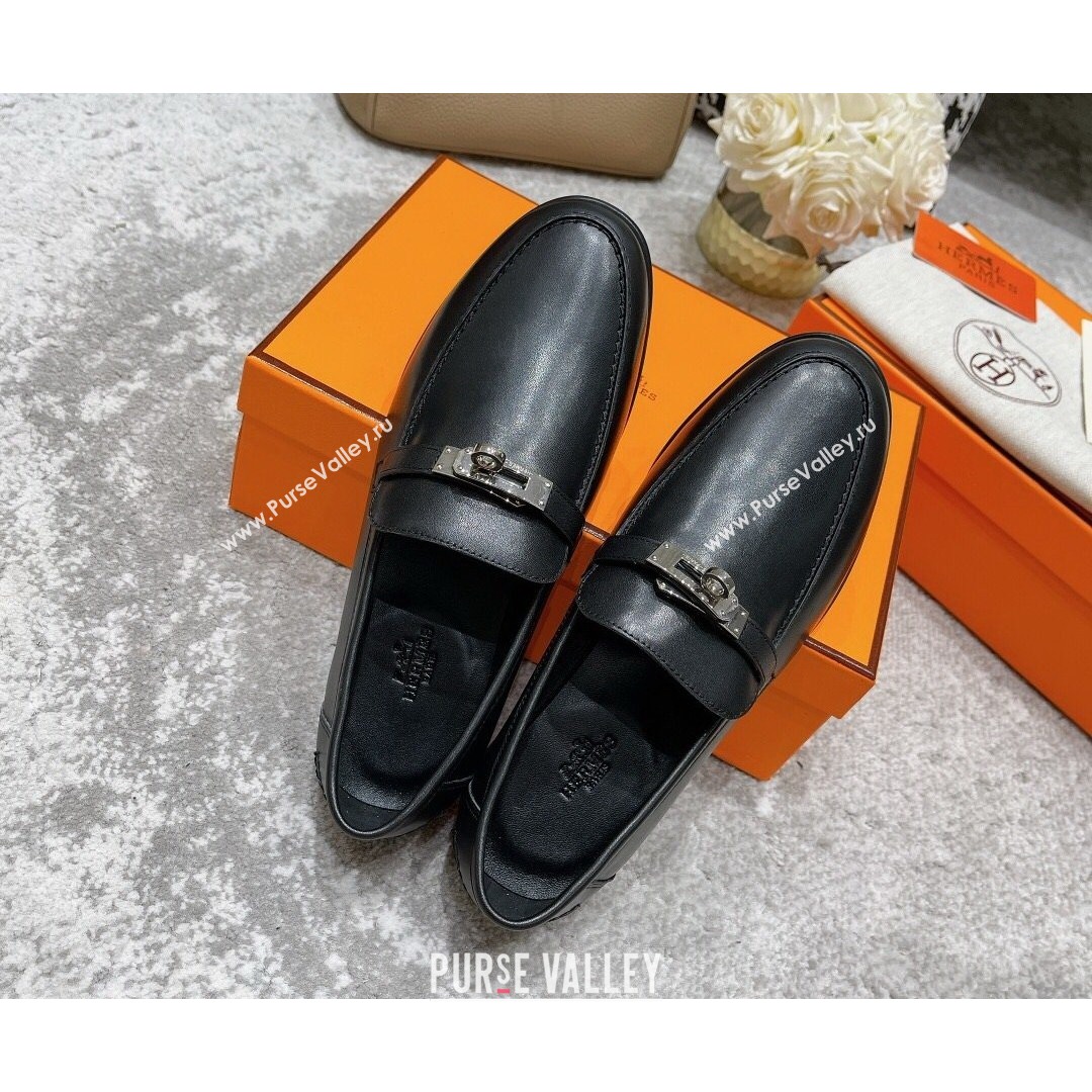 Hermes Mocasini Calfskin Loafers Black 2021 (MD-21081106)